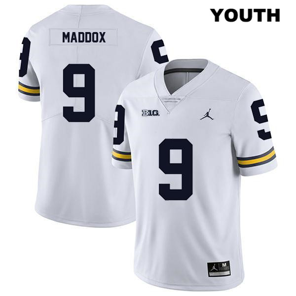 Youth NCAA Michigan Wolverines Andy Maddox #9 White Jordan Brand Authentic Stitched Legend Football College Jersey RW25F33ZJ